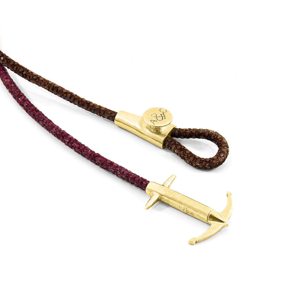 Mocha Brown Dundee 9ct Yellow Gold and Stingray Leather Bracelet