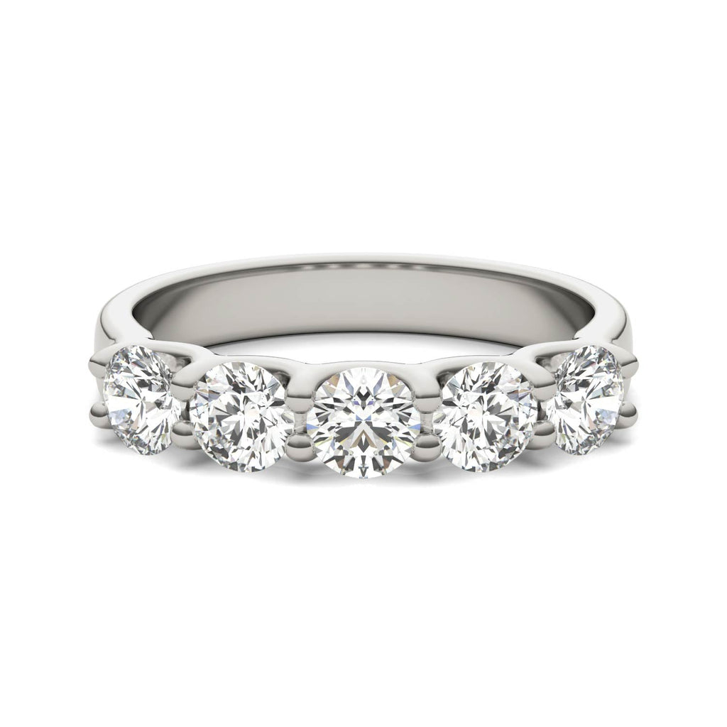 AGI Certified 1 1/4 CTW Round Lab Grown Diamond (G/Vs) Five Stone Anniversary Band in 14K White Gold