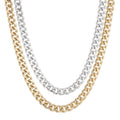 TWO-TONED DOUBLE CURB CHAIN NECKLACE by Eklexic